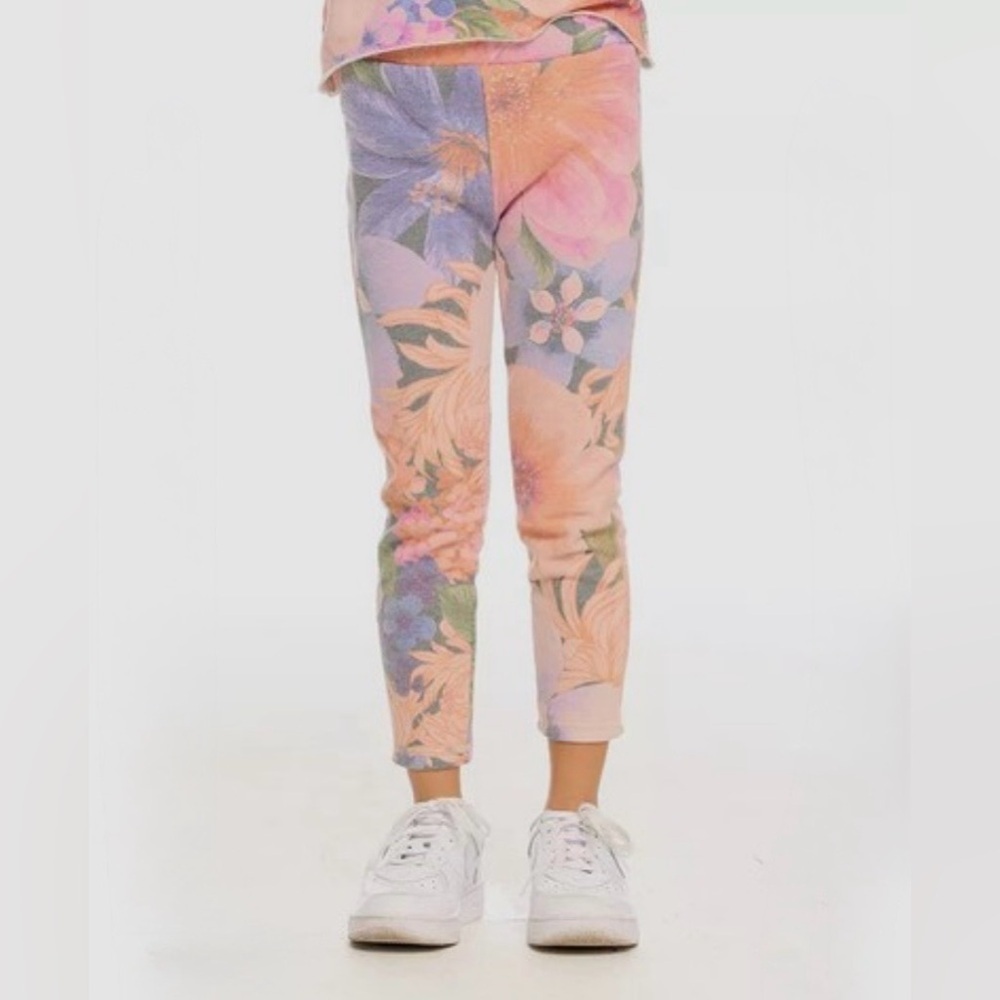 Chaser Kids Floral Joggers - Pink, Peach, and Purple